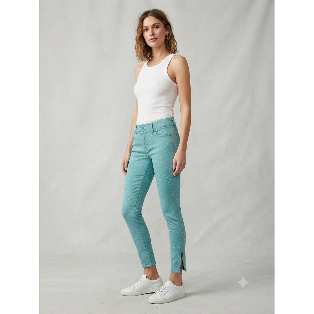 Lilly Pulitzer Skinny Pants Womens 2 Blue Worth Skinny Mini Zip Polka Dot Ankle